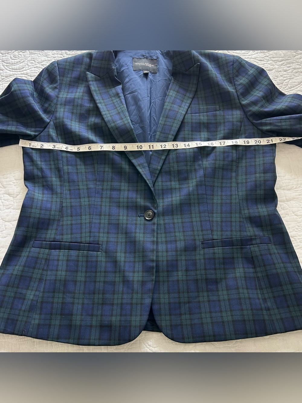 Banana Republic Blue Green Plaid Classic Blazer Womens 16 Preppy Blackwatch - Picture 10 of 11